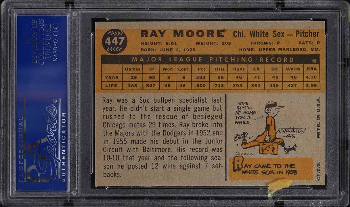1960 Topps Ray Moore #447 PSA 8 NM-MT