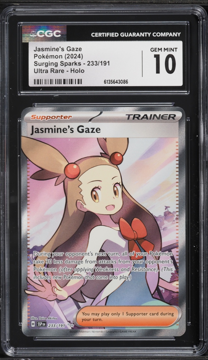 2024 Pokemon Scarlet & Violet Surging Sparks Full Art Jasmine's Gaze #233 CGC 10 GEM MINT