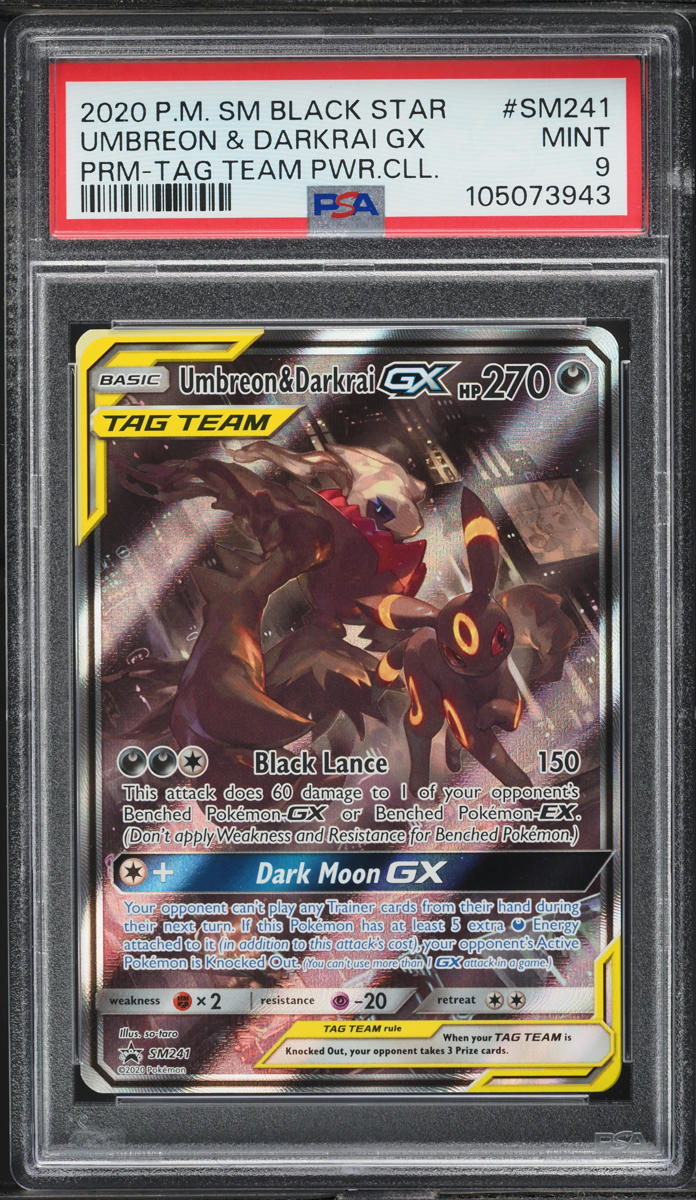 2020 Pokemon Sun & Moon Black Star Promo Tag Team Umbreon & Darkrai GX #SM241 PSA 9 MINT