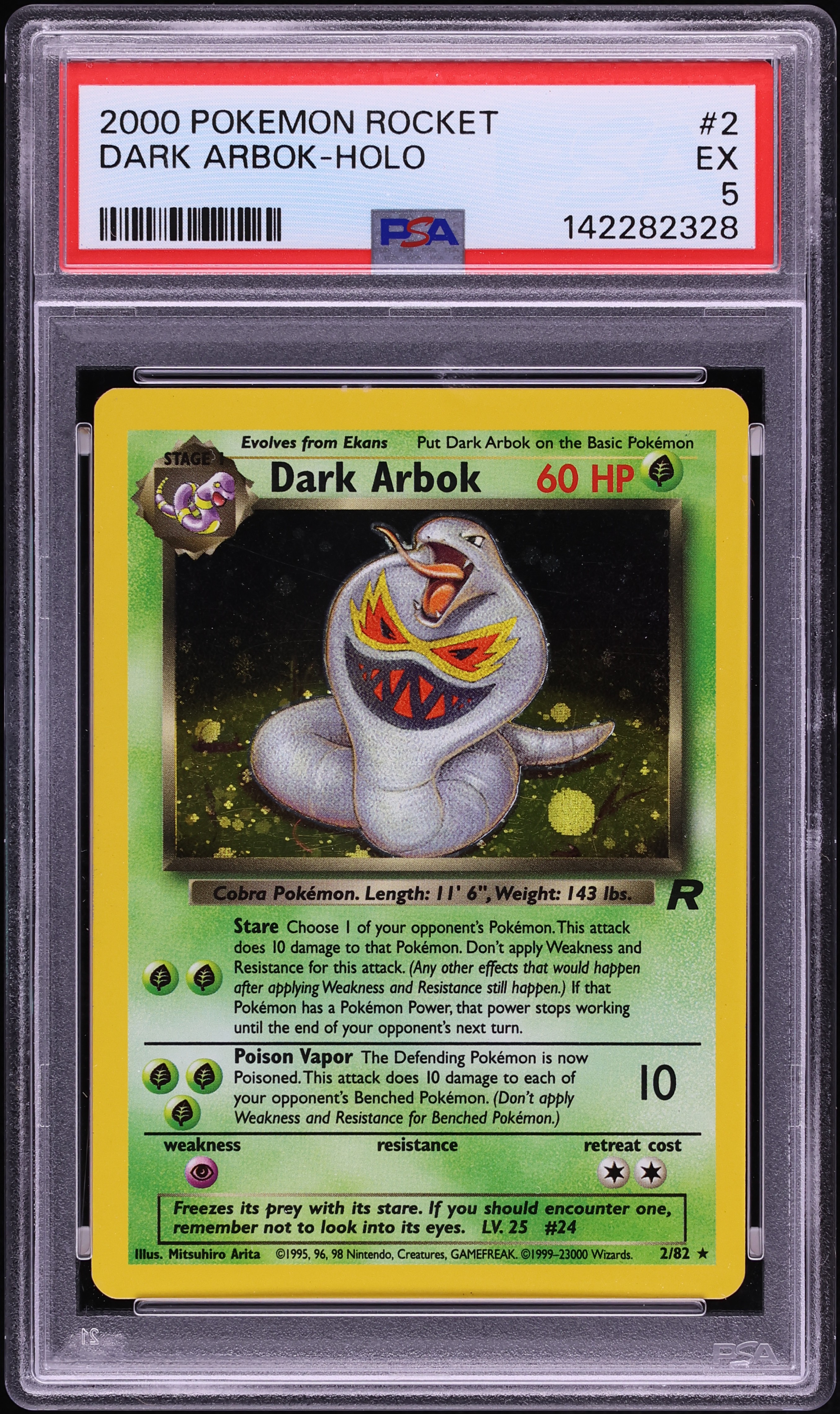 2000 Pokemon Team Rocket Holo Dark Arbok #2 PSA 5 EX