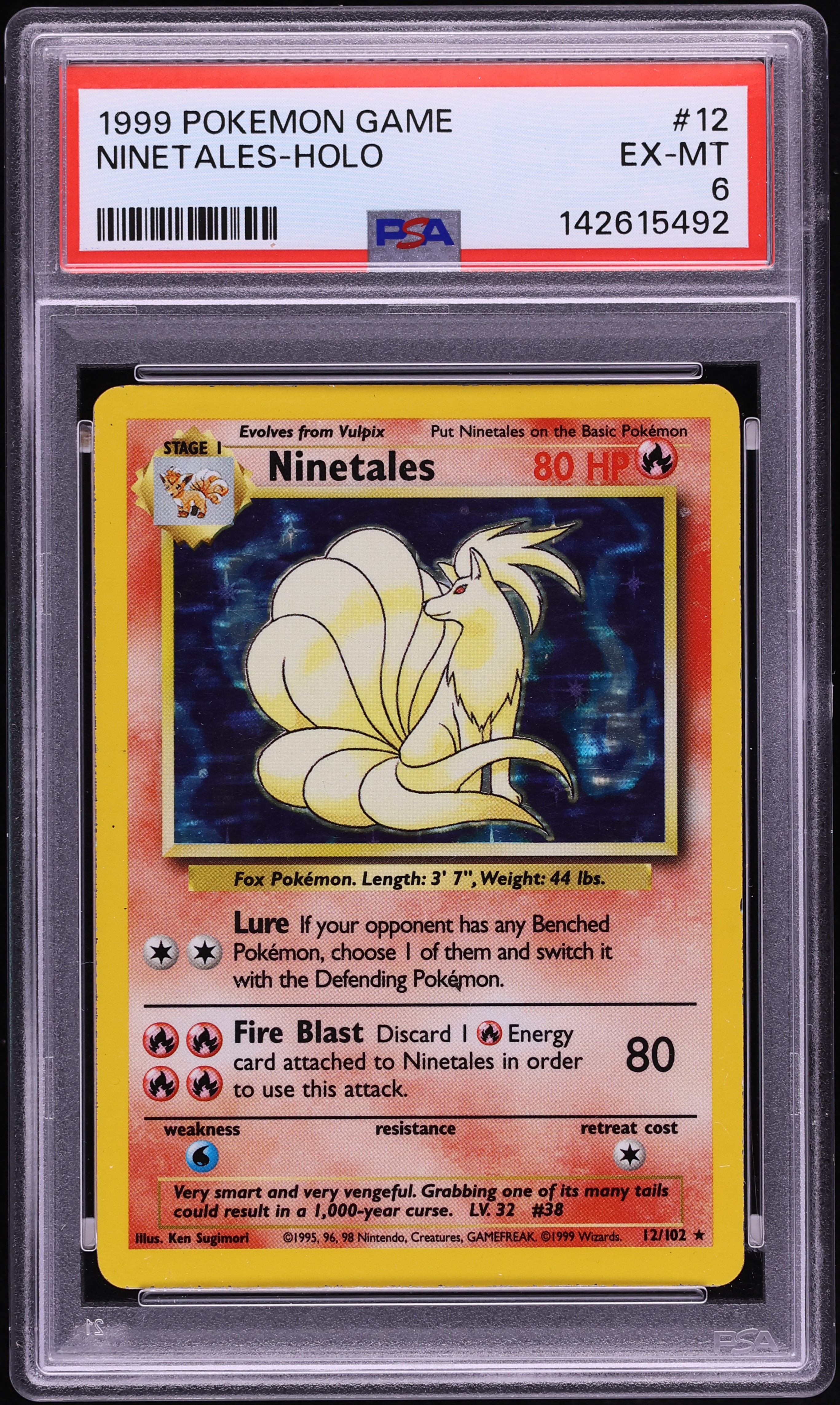 1999 Pokemon Base Set Holo Ninetales #12 PSA 6 EXMT