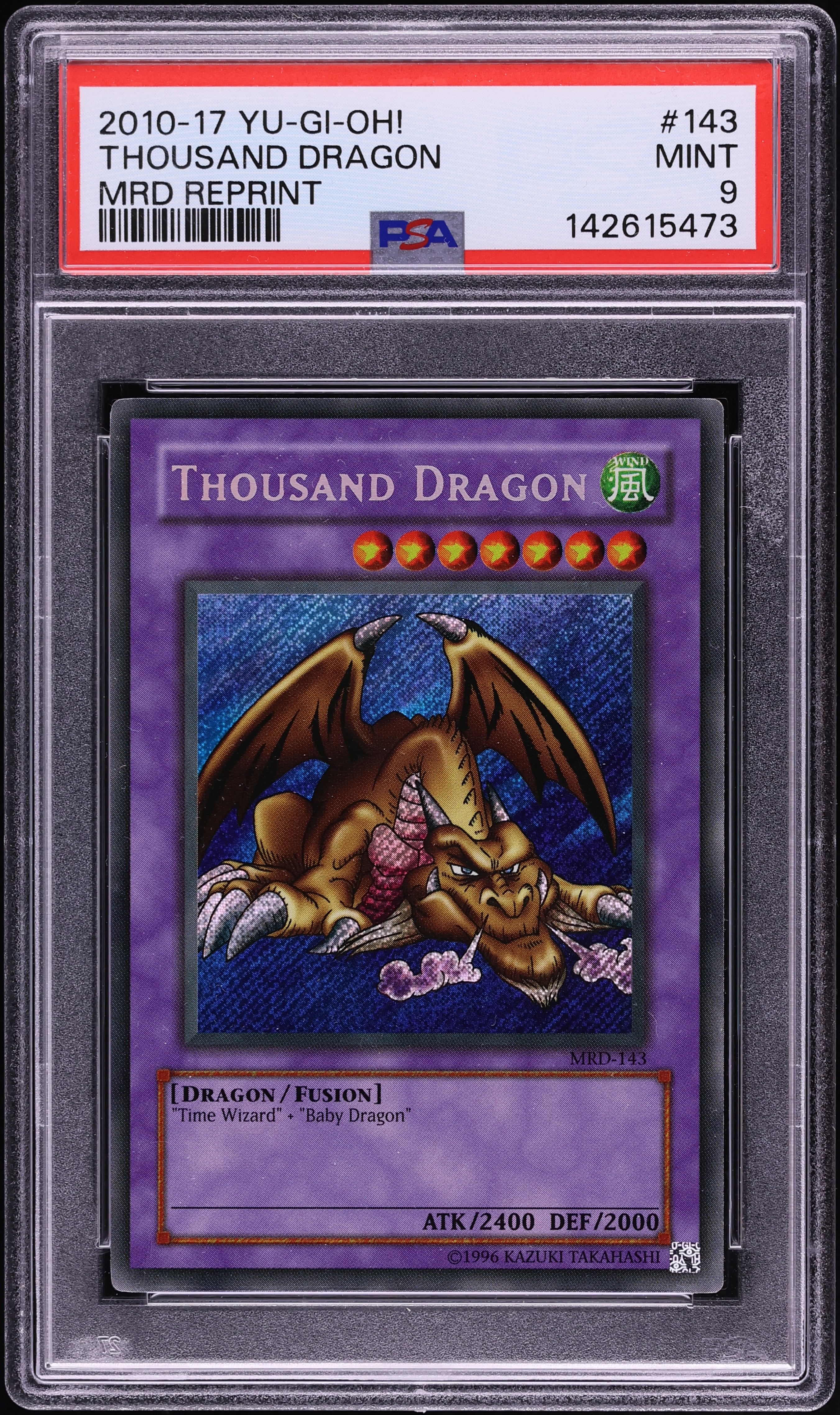 2010 Yu-Gi-Oh! Metal Raiders Reprint Secret Rare Thousand Dragon #MRD-143 PSA 9 MINT