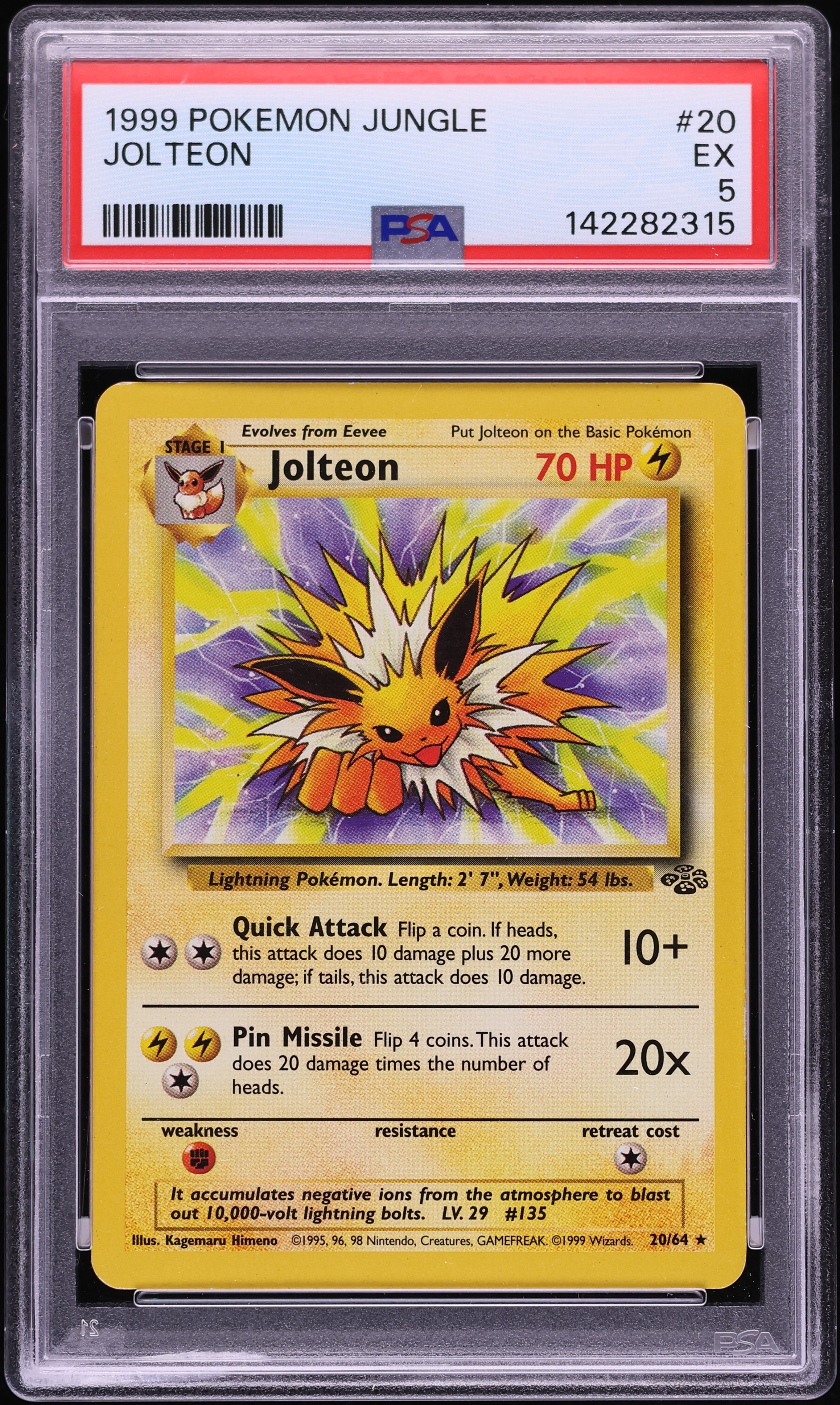 1999 Pokemon Jungle Jolteon #20 PSA 5 EX
