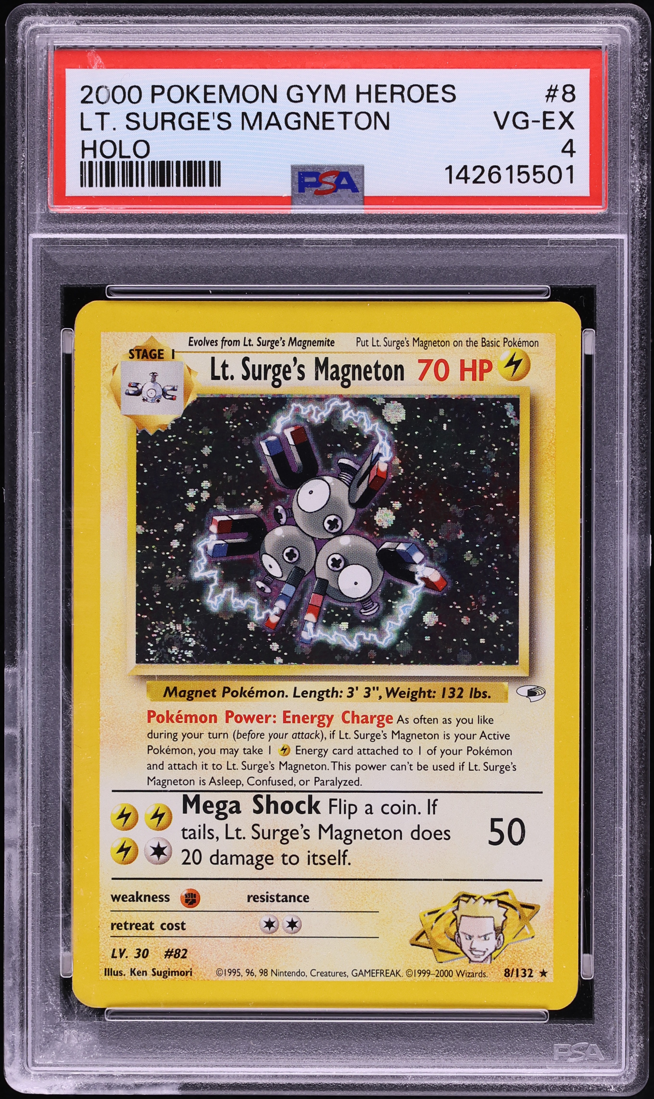 2000 Pokemon Gym Heroes Holo Lt. Surge's Magneton #8 PSA 4 VGEX