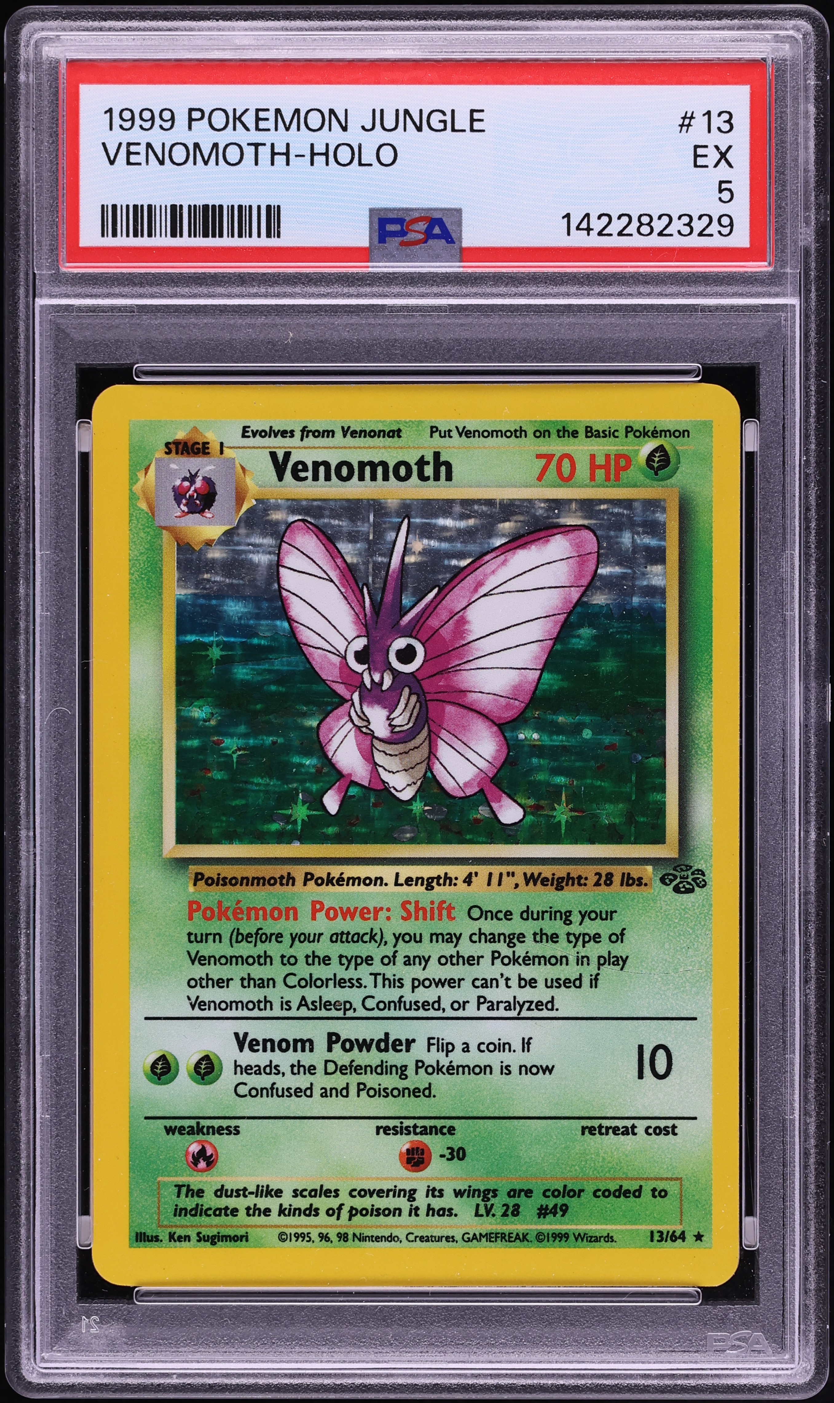 1999 Pokemon Jungle Holo Venomoth #13 PSA 5 EX