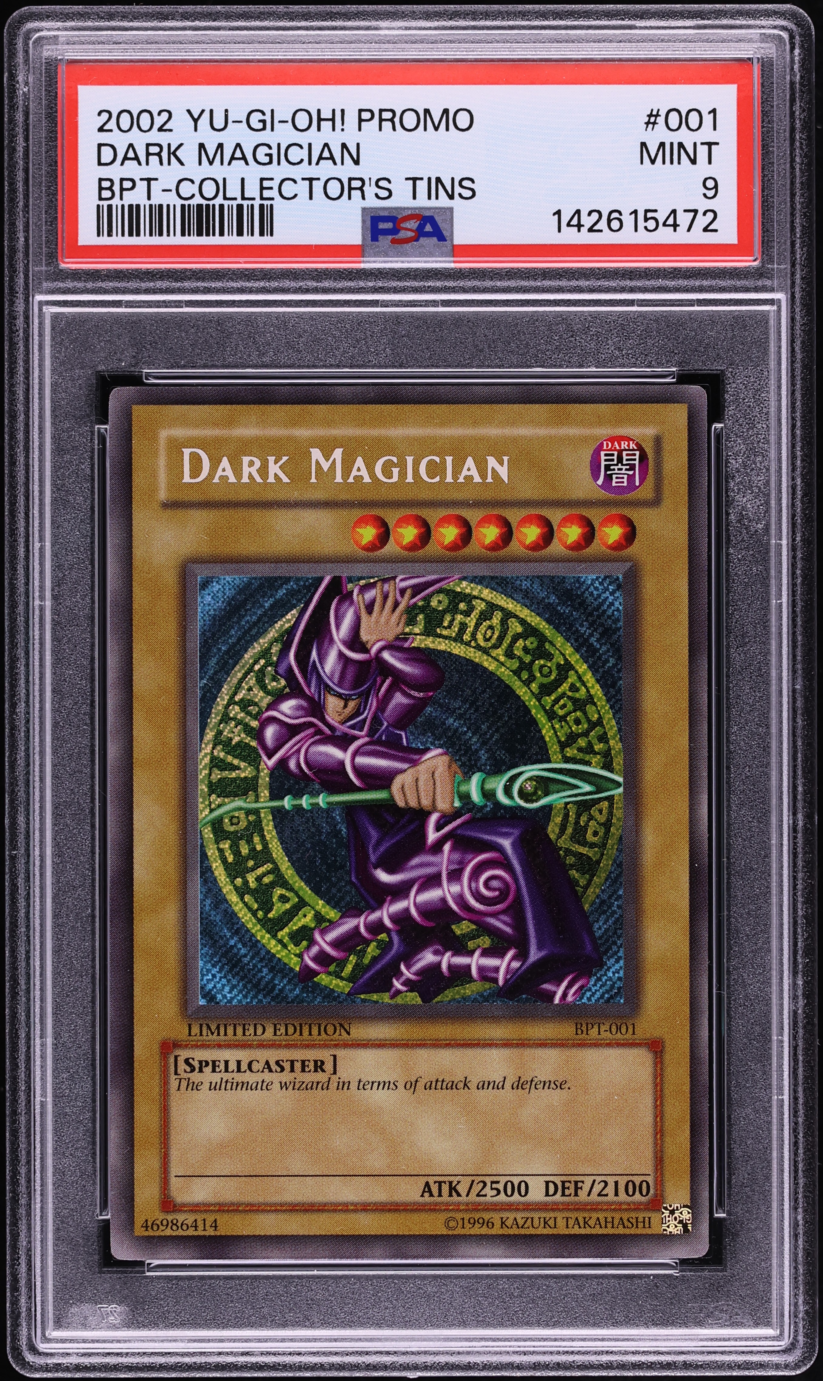 2002 Yu-Gi-Oh! Collector's Tins Secret Rare Dark Magician #BPT-001 PSA 9 MINT