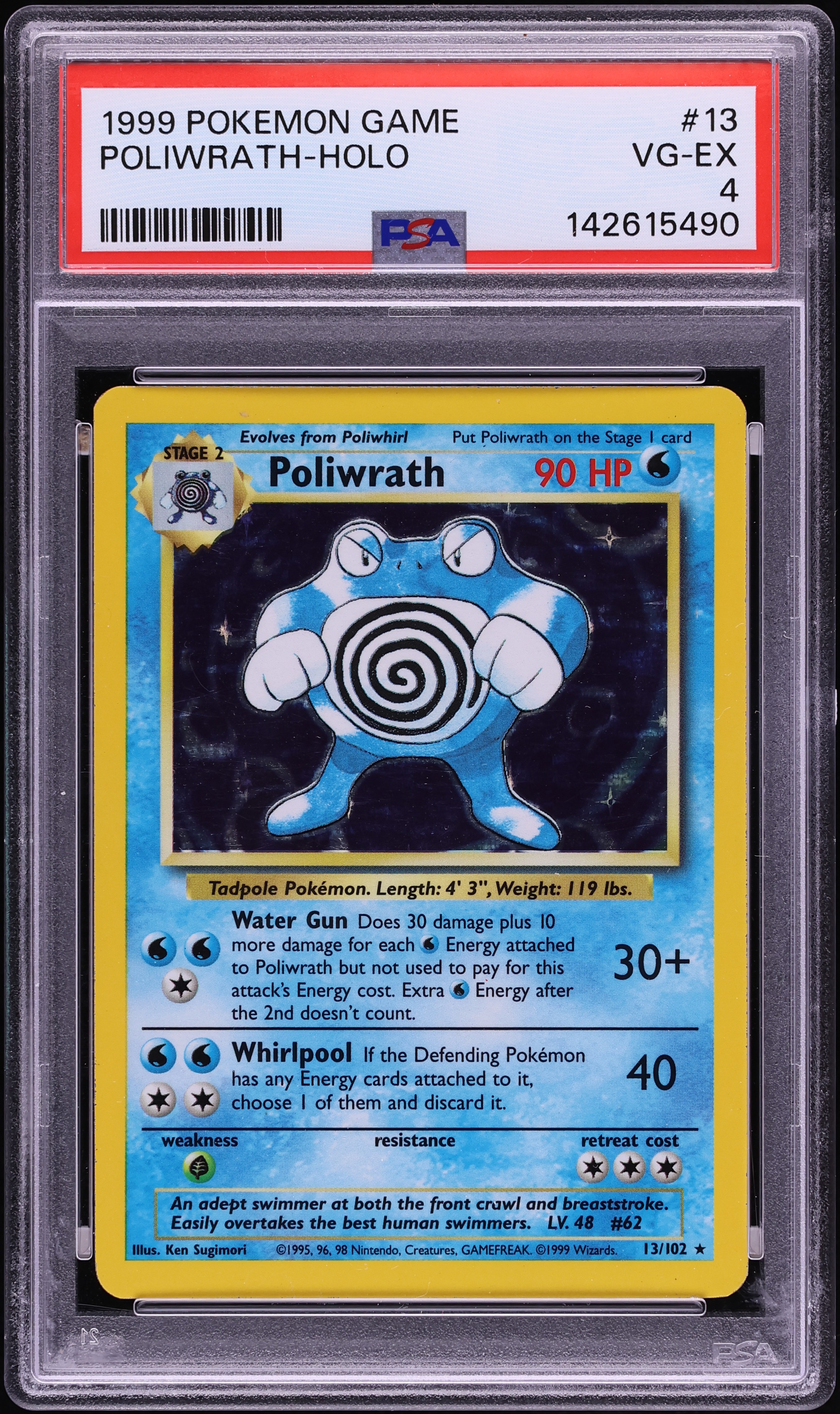 1999 Pokemon Base Set Holo Poliwrath #13 PSA 4 VGEX