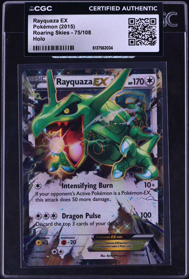 2015 Pokemon XY Roaring Skies Holo Rayquaza EX #75 CGC AUTH