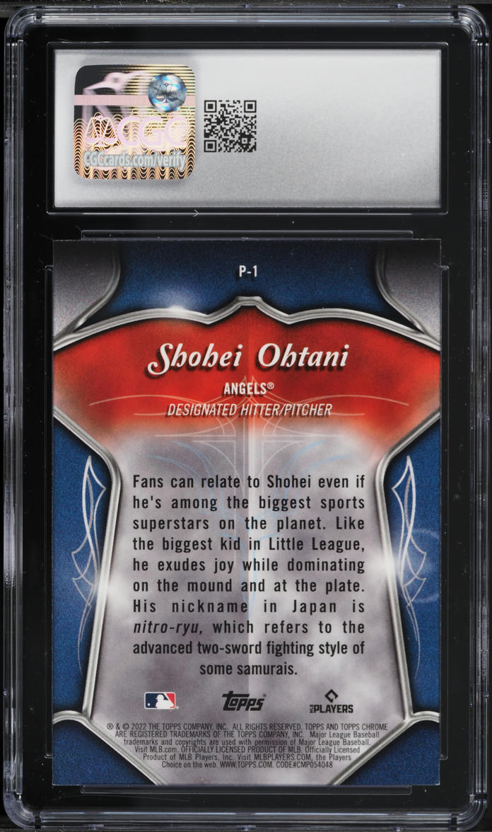 2022 Topps Chrome Pinstriped Shohei Ohtani #P-1 CGC 10 GEM MINT