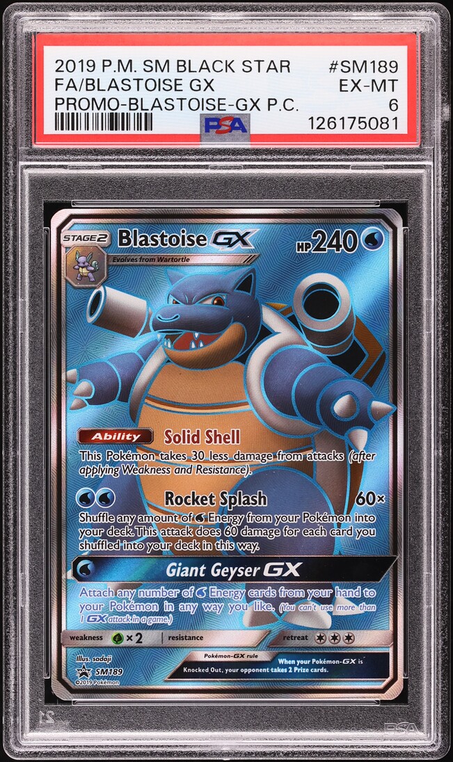 2019 Pokemon Sun & Moon Promo Premium Full Art Blastoise GX #SM189 PSA 6 EXMT