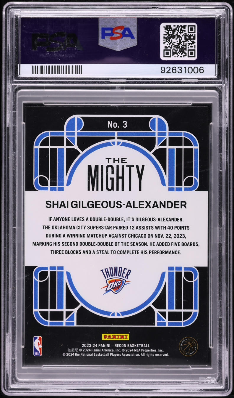 2023 Panini Recon The Mighty Platinum Shai Gilgeous-Alexander 1/1 #3 PSA 8 NM-MT