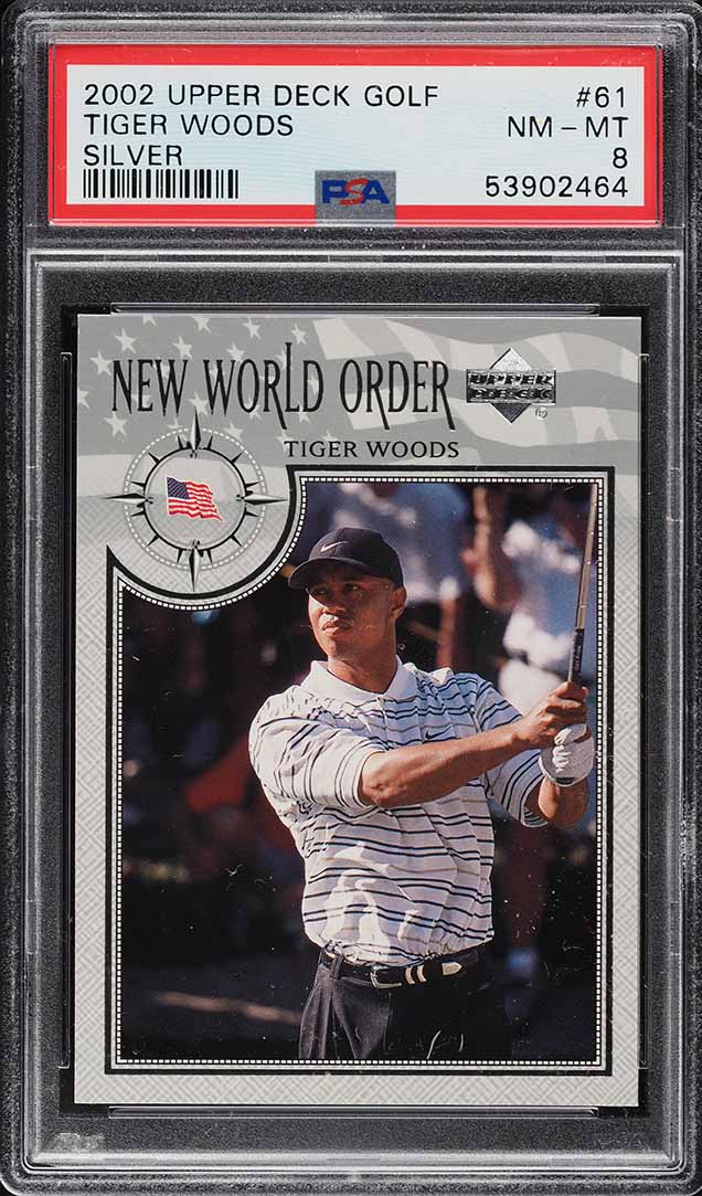2002 Upper Deck Silver Golf Tiger Woods #61 PSA 8 NM-MT