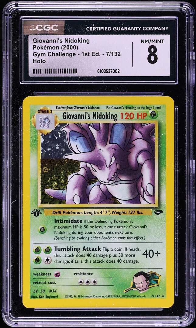 2000 Pokemon Gym Challenge 1st Edition Holo Giovanni's Nidoking #7 CGC 8 NM-MT