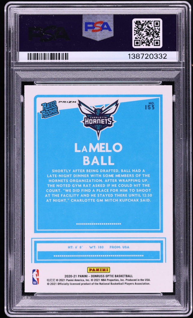 2020 Donruss Optic Holo Prizm LaMelo Ball ROOKIE #153 PSA 8 NM-MT