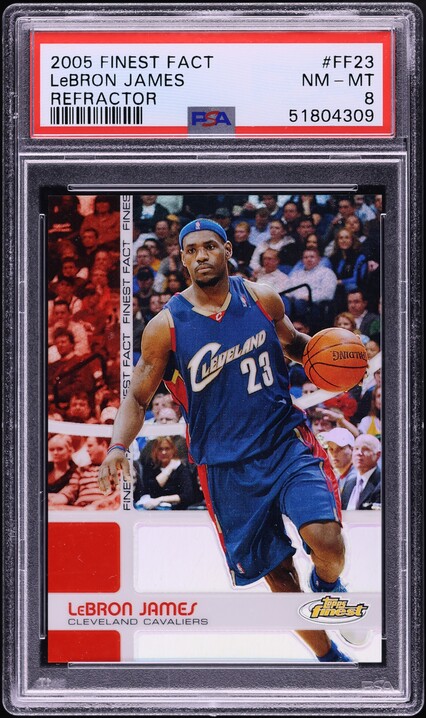 2005 Finest Black Refractor LeBron James /19 #85 PSA 8 NM-MT on 