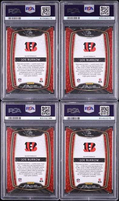 Lot(20) 2020 Select Club Level Silver Prizm Joe Burrow ROOKIE #246 PSA 10 GEM MINT