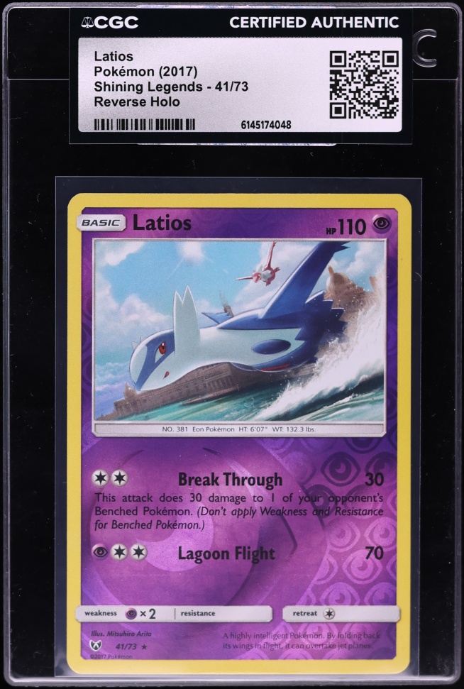 2017 Pokemon Sun & Moon Shining Legends Reverse Holo Latios #41 CGC AUTH