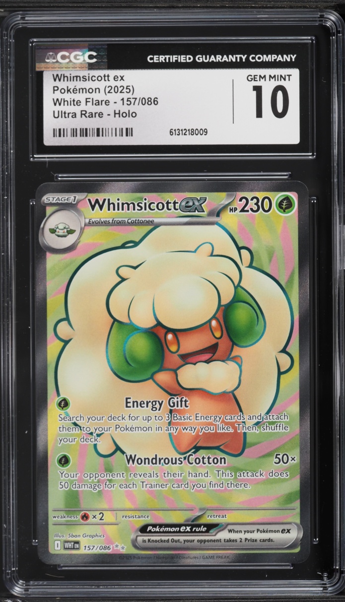 2025 Pokemon Scarlet & Violet White Flare Full Art Whimsicott EX #157 CGC 10 GEM MINT