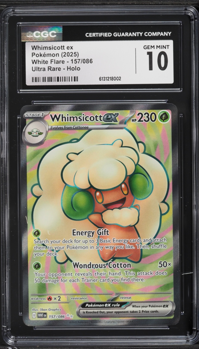2025 Pokemon Scarlet & Violet White Flare Full Art Whimsicott EX #157 CGC 10 GEM MINT