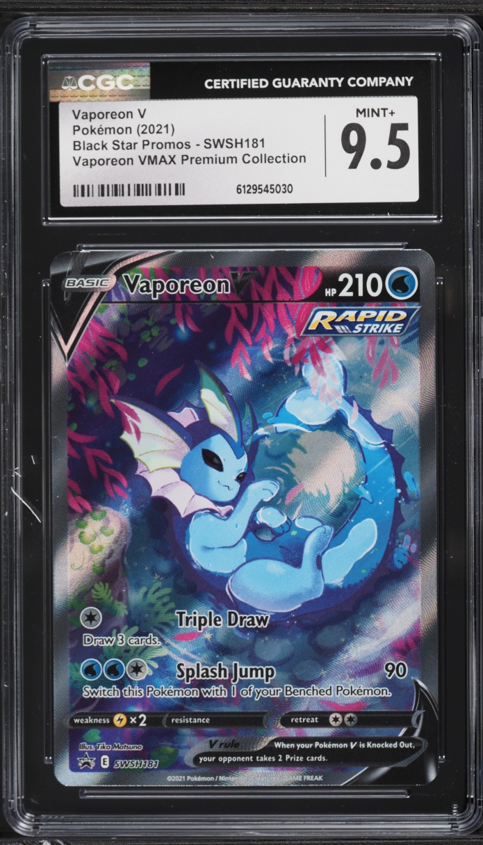 2021 Pokemon SWSH Promo VMAX Premium Collection Alt Art Vaporeon V #SWSH181 CGC 9.5 MINT+