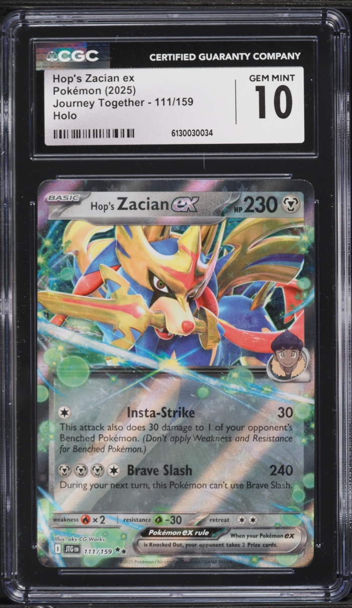 2025 Pokemon Scarlet & Violet Journey Together Holo Hop's Zacian ex #111 CGC 10 GEM MINT