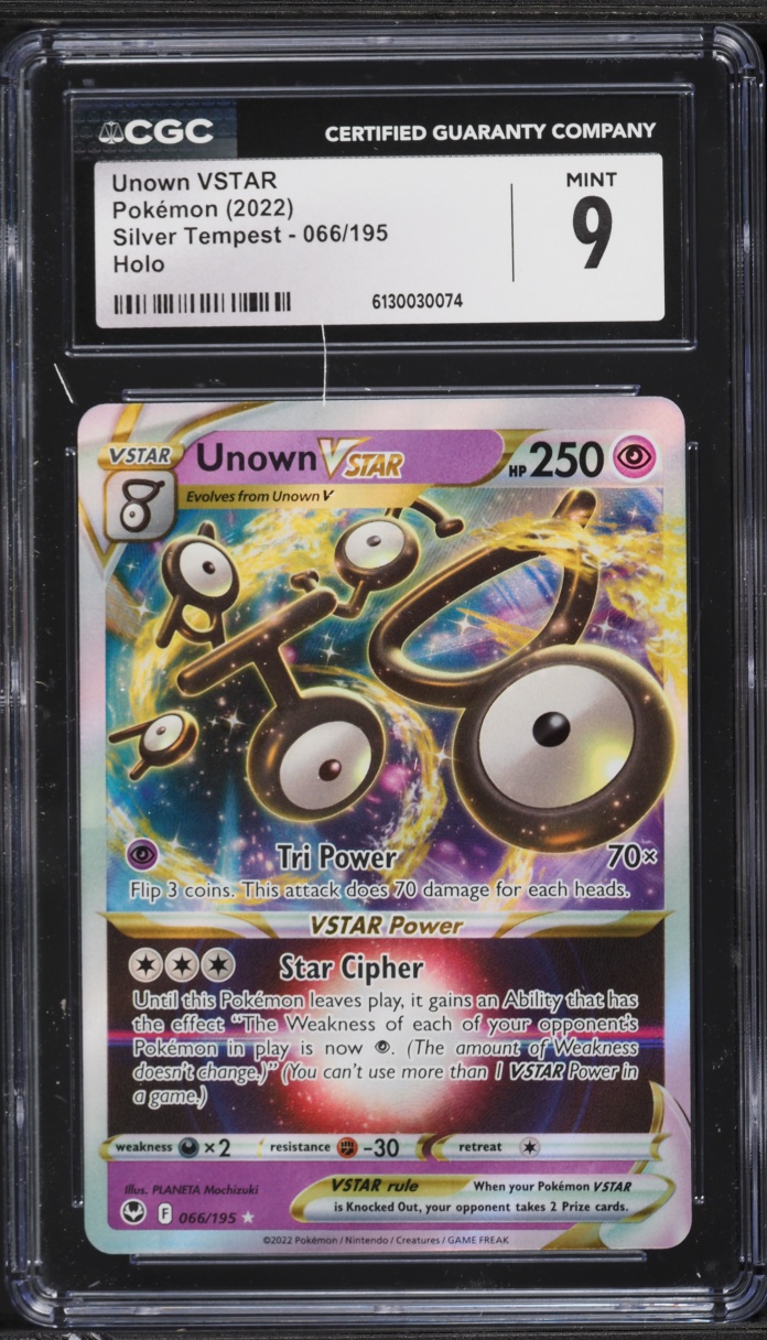 2022 Pokemon Sword & Shield Silver Tempest Holo Unown VSTAR #66 CGC 9 MINT