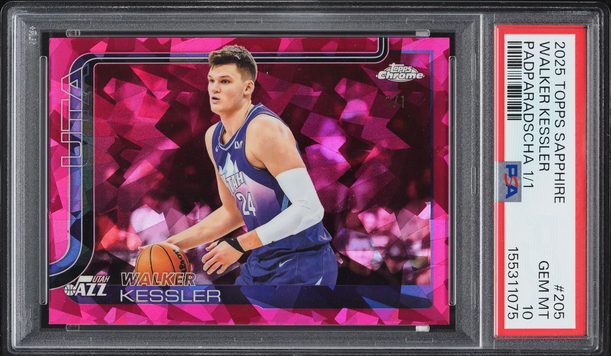 2025 Topps Chrome Sapphire Edition Padparadscha Walker Kessler 1/1 #205 PSA 10 GEM MINT