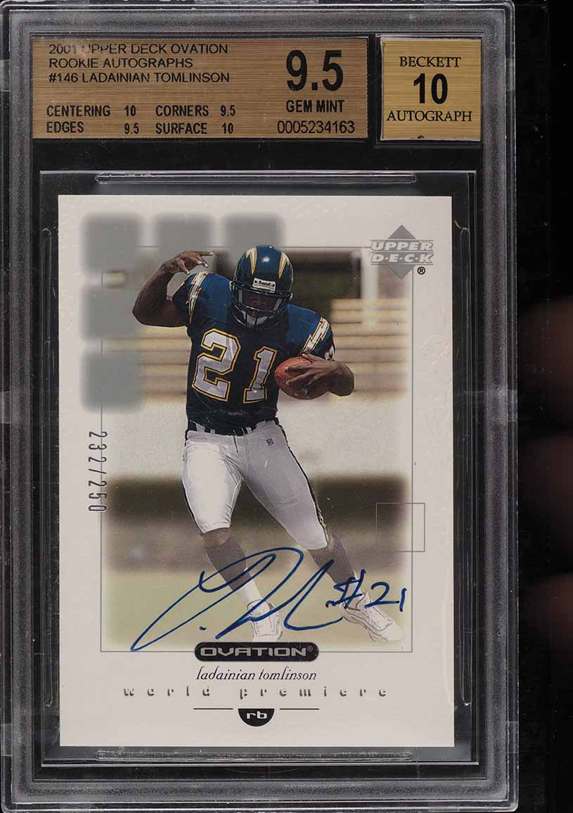 2001 Bowman Football LaDainian Tomlinson ROOKIE PATCH AUTO #BJA-LT