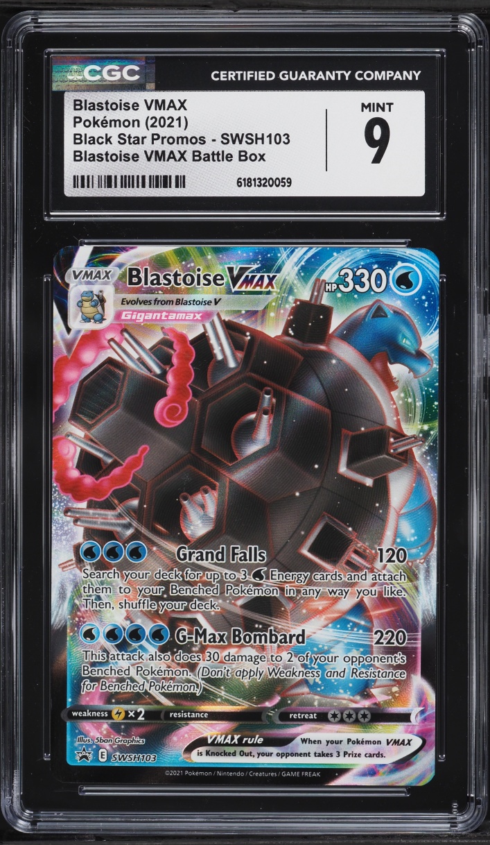 2021 Pokemon Sword & Shield Promo Battle Box Full Art Blastoise VMAX #SWSH103 CGC 9 MINT