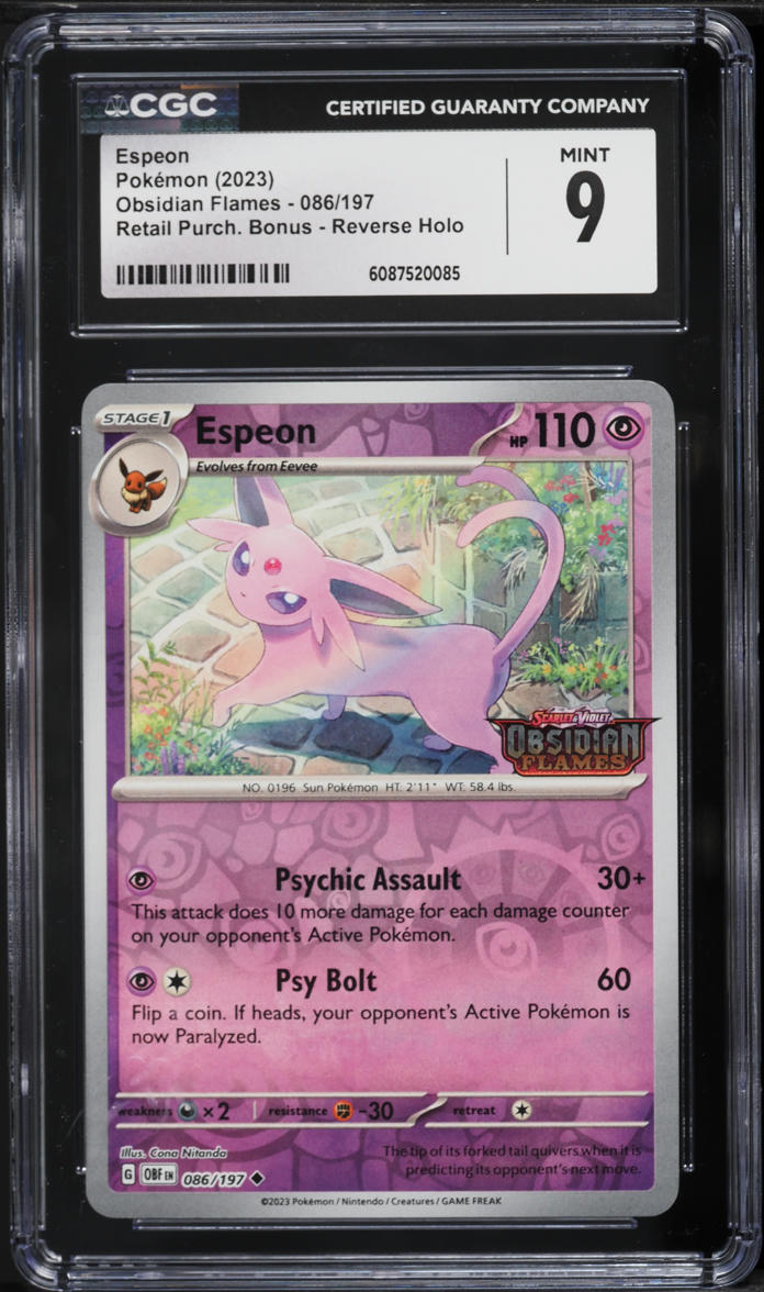 2023 Pokemon Scarlet & Violet Obsidian Flames Retail Reverse Holo Espeon #86 CGC 9 MINT