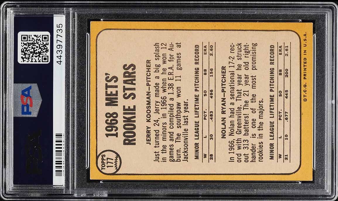 1968 Topps Nolan Ryan ROOKIE #177 PSA 7.5 NRMT+