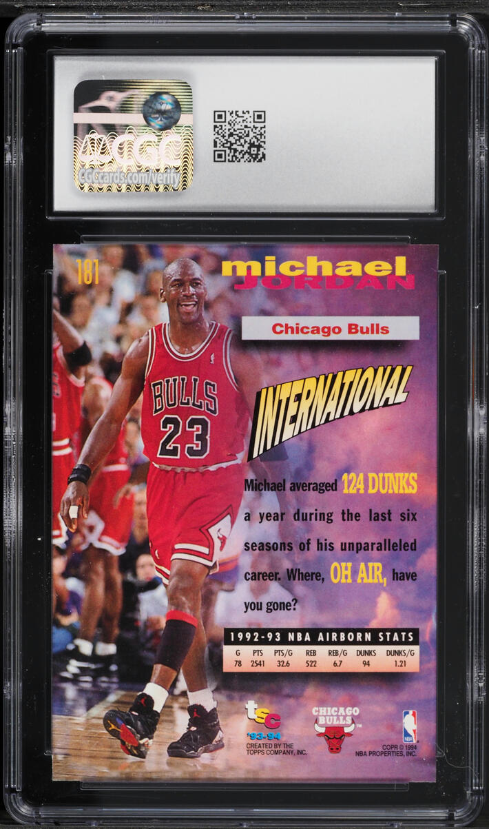1993 Stadium Club Frequent Flyers Michael Jordan #181 CGC 9 MINT