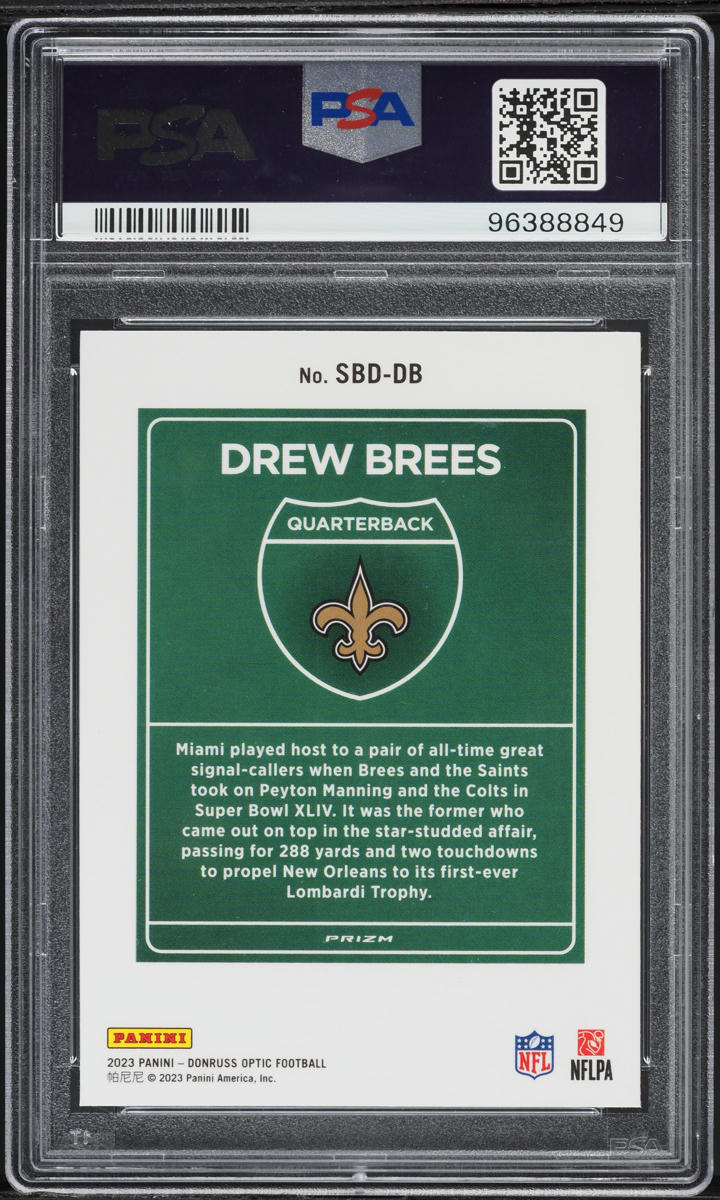 2023 Donruss Optic Super Bowl Downtown Drew Brees #SBDDB PSA 9 MINT