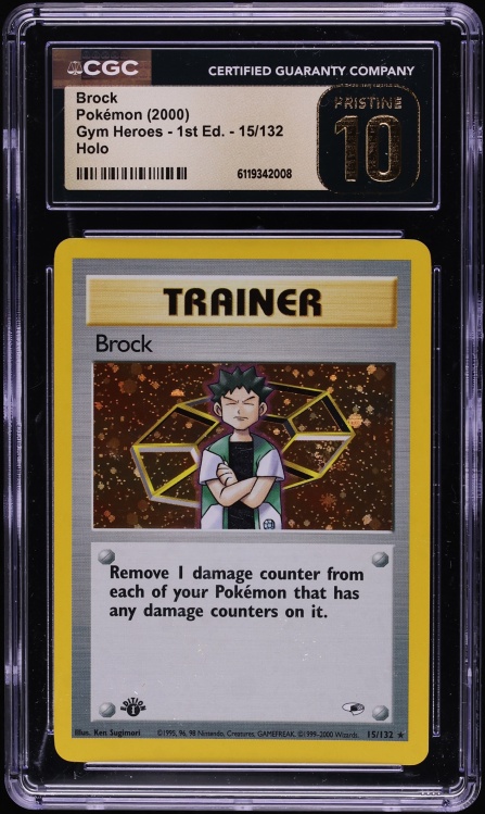 2000 Pokemon Gym Heroes 1st Edition Holo Brock #15 CGC 10 PRISTINE - Photo 1