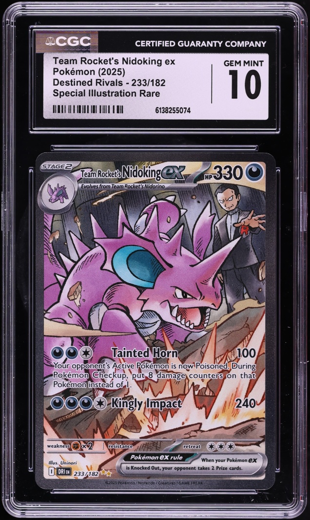 2025 Pokemon SV Destined Rivals SIR Team Rocket's Nidoking EX #233 CGC 10 GEM MINT