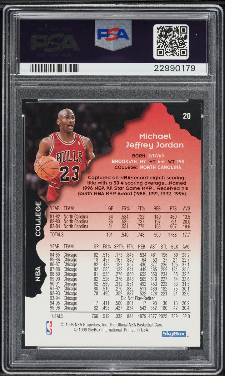 1996 Hoops Silver Michael Jordan #20 PSA 10 GEM MINT