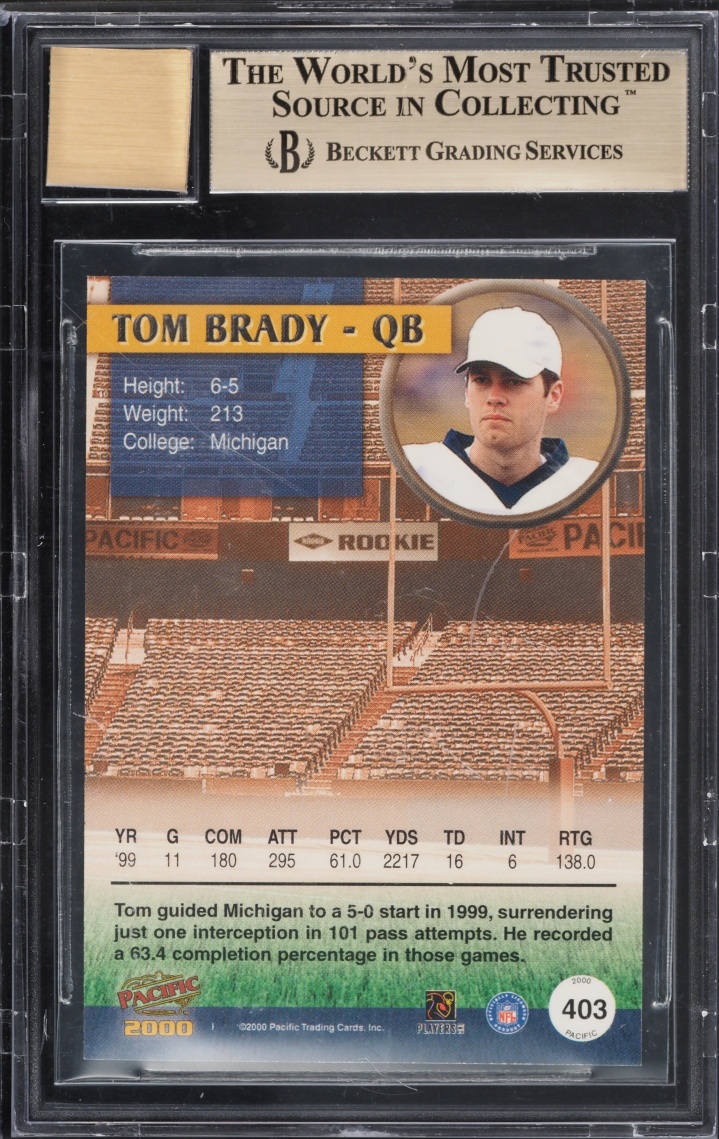 2000 Pacific Football Tom Brady ROOKIE AUTO #403 BGS 9.5 GEM MINT
