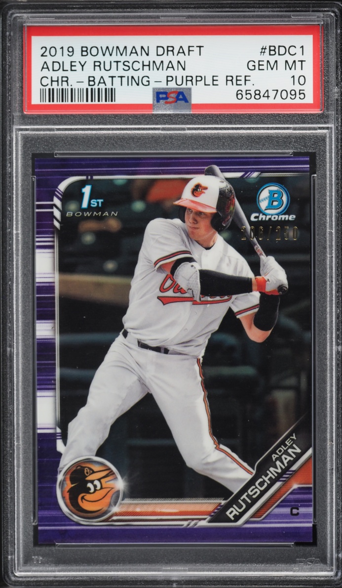 2019 Bowman Chrome Draft Batting Purple Ref. Adley Rutschman PROSPECT /250 #BDC-1 PSA 10 GEM