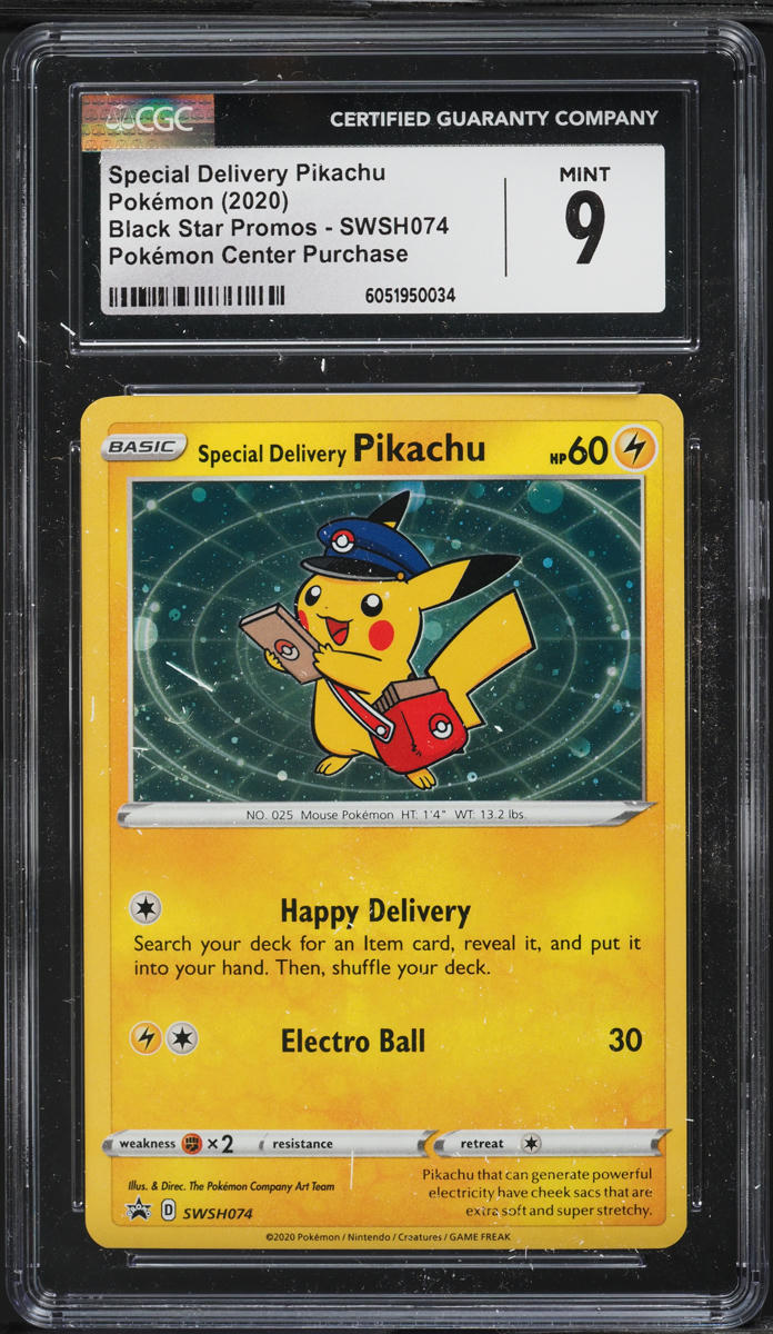 2020 Pokemon SWSH Black Star Promos Center Special Delivery Pikachu #74 CGC 9