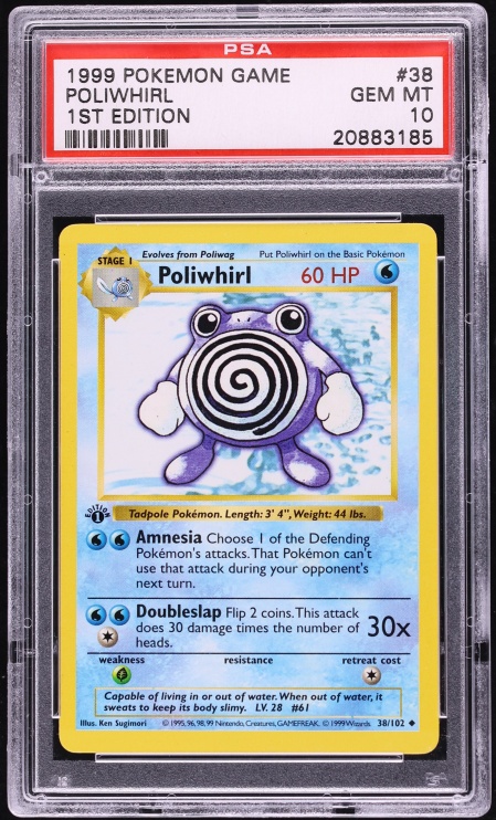 1999 Pokemon Base Set Shadowless 1st Edition Poliwhirl #38 PSA 10 GEM MINT