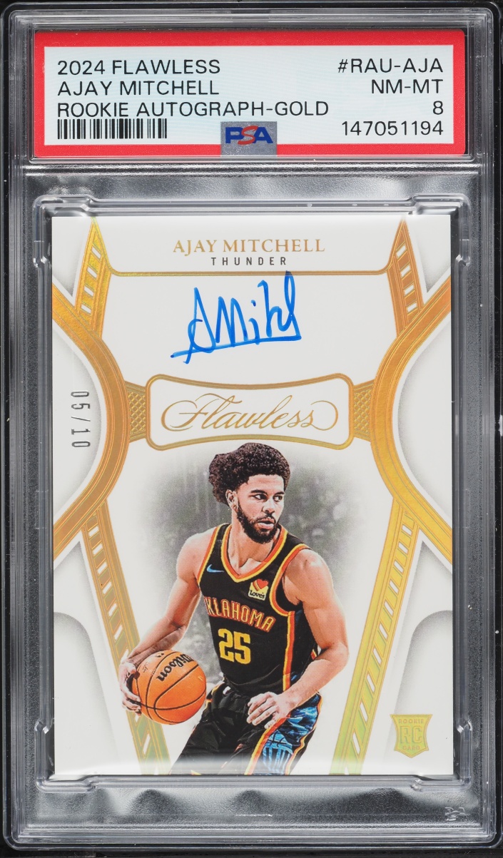 2024 Panini Flawless Gold Ajay Mitchell ROOKIE AUTO /10 #RAU-AJA PSA 8 NM-MT