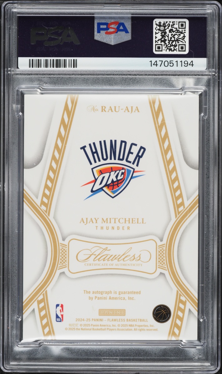 2024 Panini Flawless Gold Ajay Mitchell ROOKIE AUTO /10 #RAU-AJA PSA 8 NM-MT