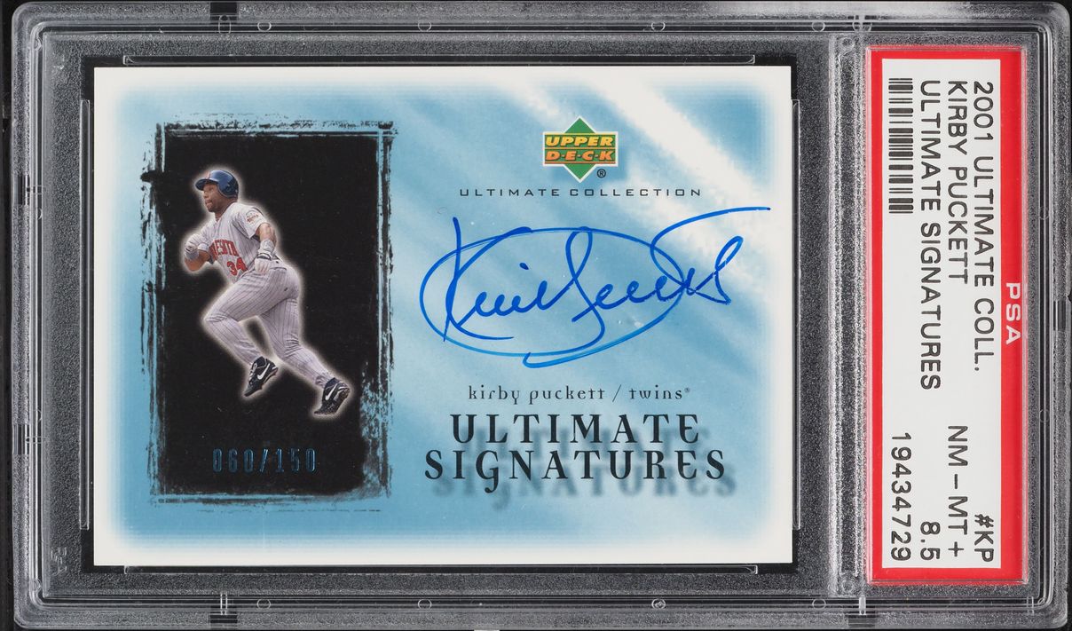 2001 Ultimate Collection Signatures Kirby Puckett AUTO /150 #KP PSA 8.5 NM-MT+