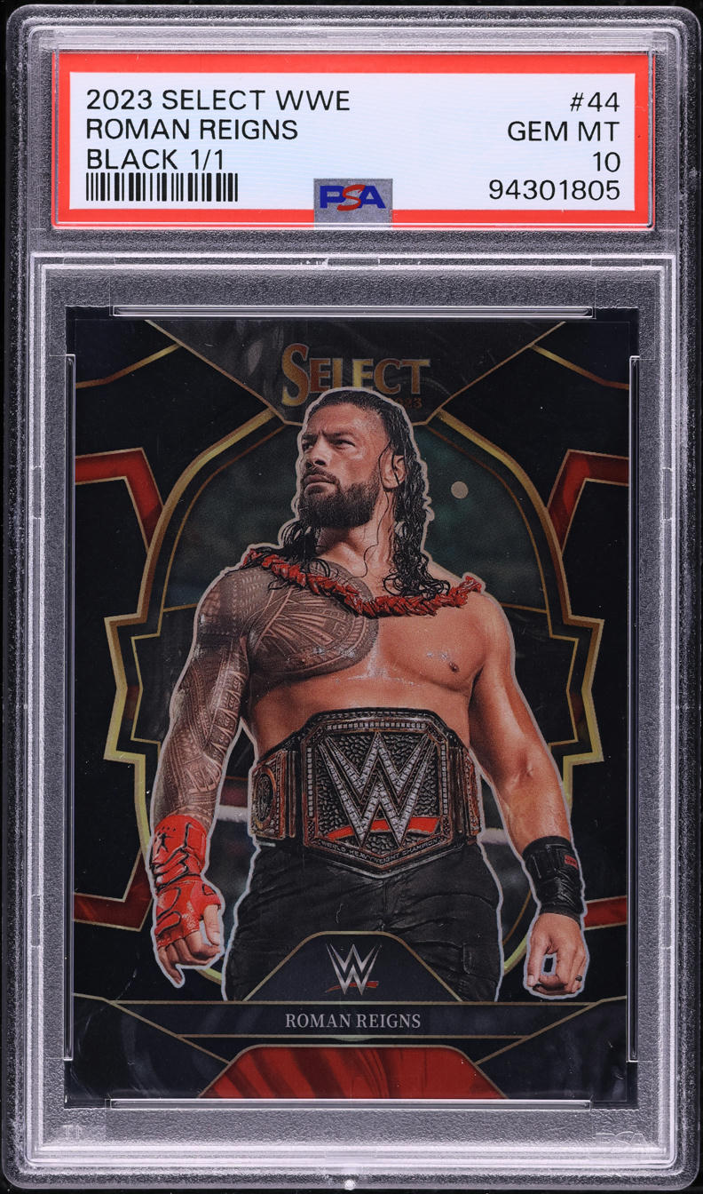 2023 Select Concourse WWE Black Prizm Roman Reigns 1/1 #44 PSA 10 GEM MINT