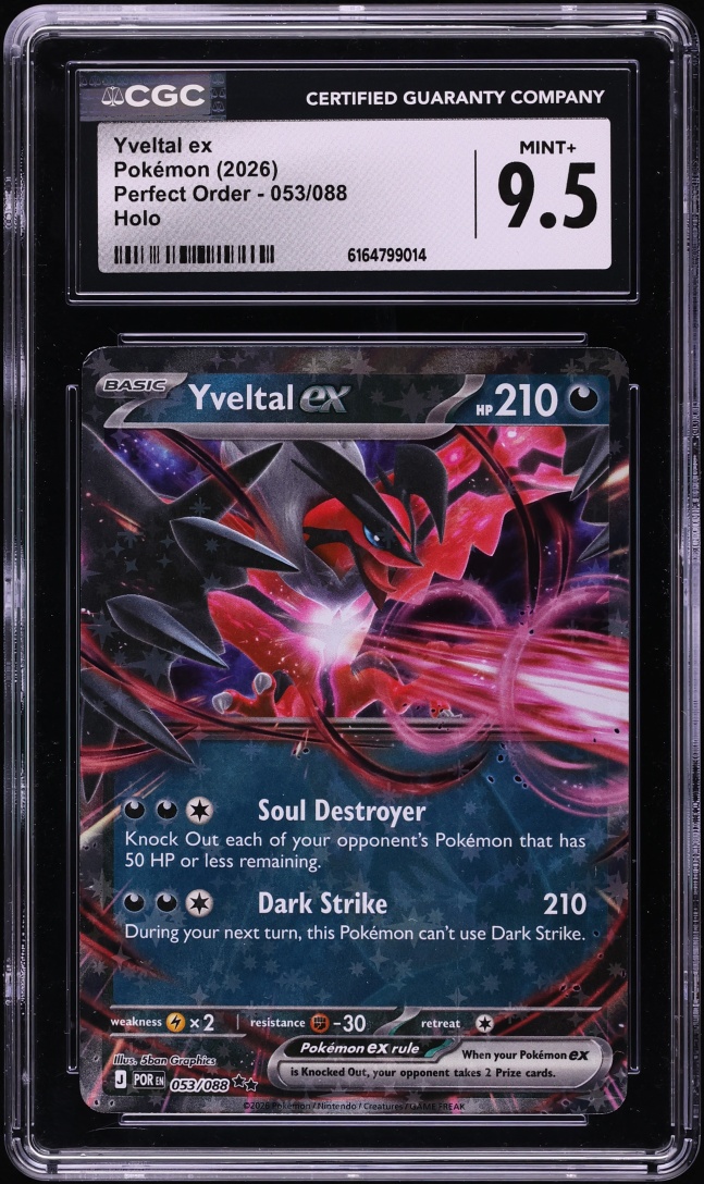 2026 Pokemon Mega Evolution Perfect Order Holo Yveltal EX #053 CGC 9.5 MINT+