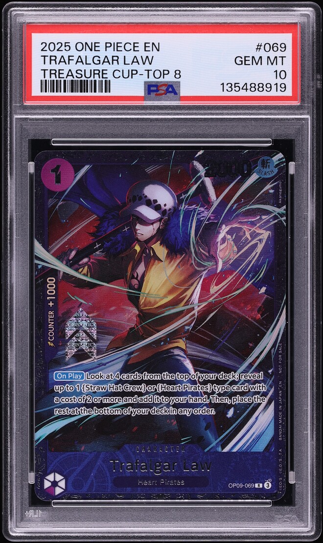 2025 One Piece Promos Treasure Cup Top 8 Trafalgar Law #069 PSA 10 GEM MINT