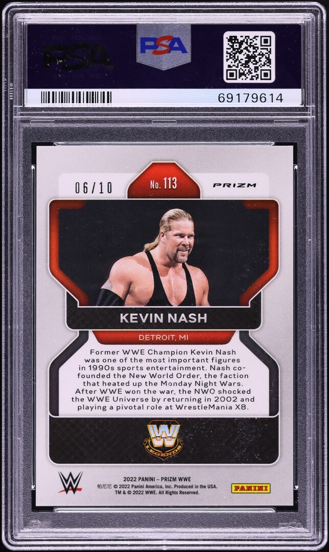 2022 Panini Prizm WWE Gold Kevin Nash /10 #113 PSA 10 GEM MINT