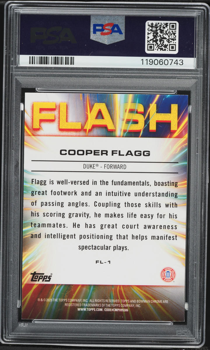 2024 Bowman Chrome University Flash Xfractor Cooper Flagg ROOKIE #FL1 PSA 8 NM-MT