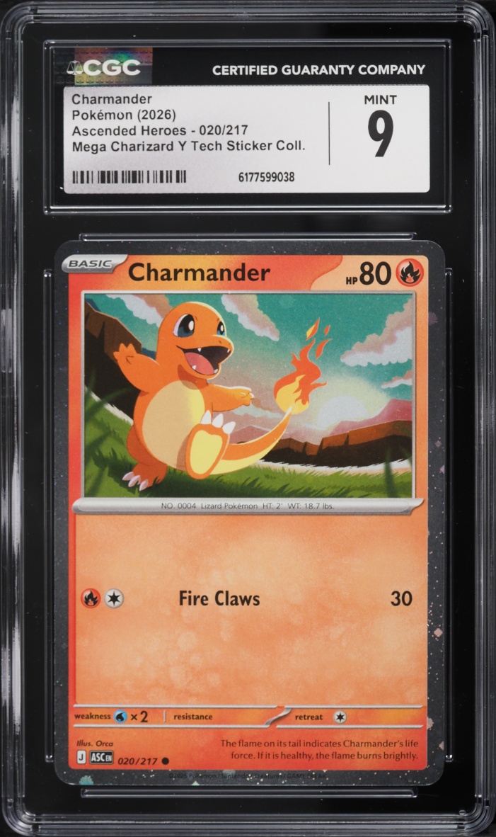 2026 Pokemon Mega Evolution Ascended Heroes Tech Sticker Charmander #20 CGC 9 MINT