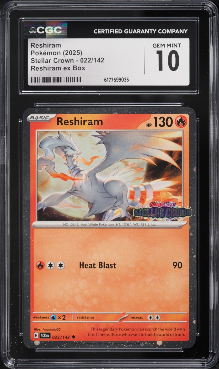 2025 Pokemon Scarlet & Violet Stellar Crown Box Reshiram #22 CGC 10 GEM MINT